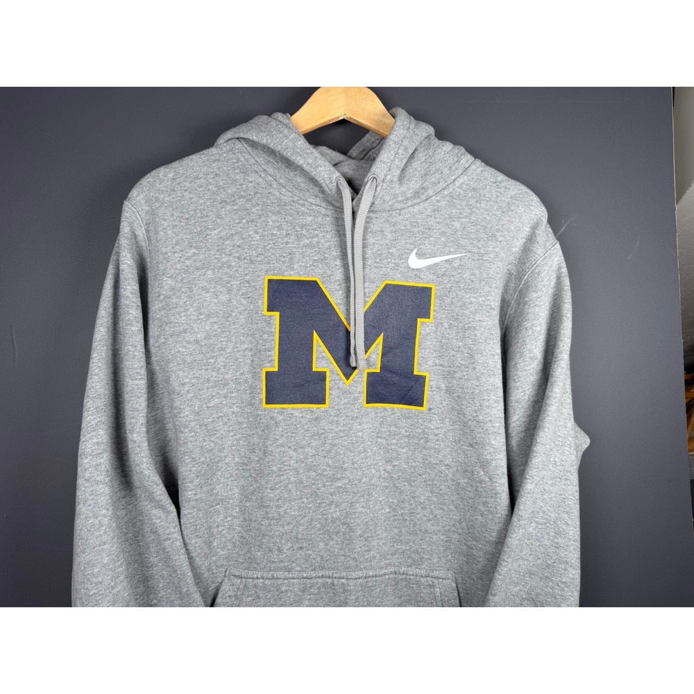 Nike Michigan Wolverines Hoodie Mens Large Gray University of Michigan Pullover